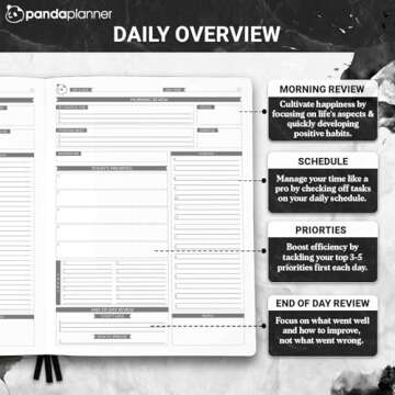 Panda Planner Pro 2025 Undated Daily Planner with Hourly Schedule 8.5"x11" - To Do List Notepad, Dai...