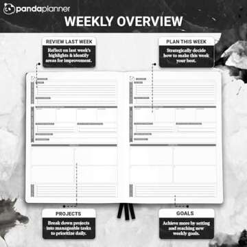 Panda Planner Pro 2025 Undated Daily Planner with Hourly Schedule 8.5"x11" - To Do List Notepad, Daily Journal, Goal Planner, Habit Tracker, Gratitude Journal - Home/Office Supplies - Black