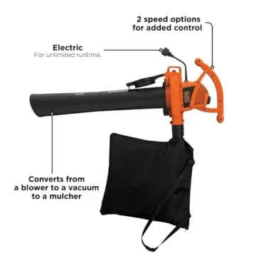 BLACK+DECKER 3-in-1 Electric Leaf Blower Vacuum Mulcher