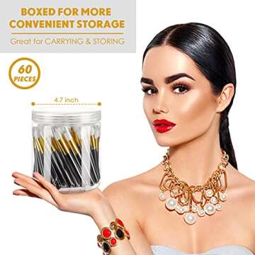 Patelai 60 Pieces Lash Shampoo Brushes with Container, Eyelash Extension Cleansing Brush Nose Pore C...