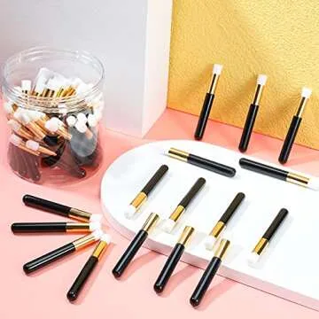 Patelai 60 Pieces Lash Shampoo Brushes with Container, Eyelash Extension Cleansing Brush Nose Pore Cleaning Tool Peel off Blackhead Removing Tool Cosmetic Lash Cleanser Facial Cleansing(Black)