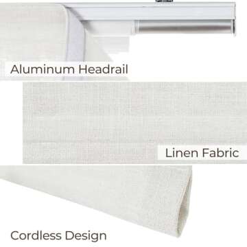 TWOPAGES Beige Linen Cordless Roman Shades - Custom Fit