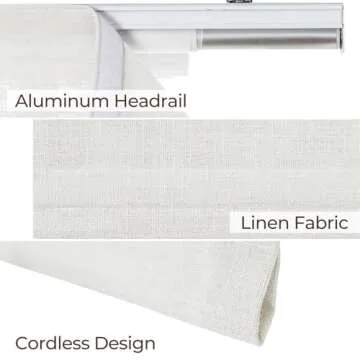 TWOPAGES Beige Linen Cordless Roman Shades - Custom Fit