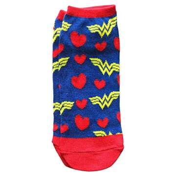 DC Comics Wonder Woman 5 Pack Low Cut Ankle Socks for Juniors