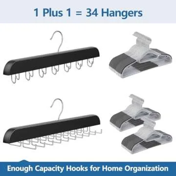 Resovo 2 Pack Tie Rack & Belt Hanger 2 in 1 Tie Hanger Space Saving Max 42 Belts& 60 Ties Capacity for Closet Organizers and Storage, Sturdy Wood Belt & Tie Collection Organizer
