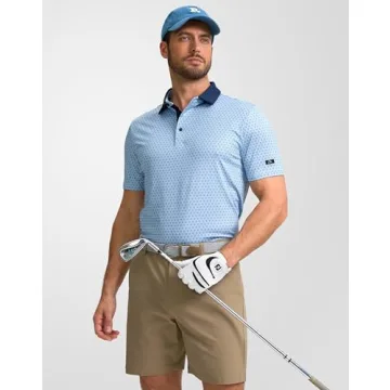 Obla Mens Golf Polo Shirts Short Sleeve Dry Fit Performance Moisture Wicking Casual Print Collared G...