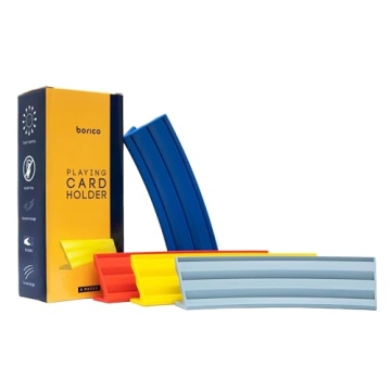 BORICO Card Holders for Playing Cards - 4 Pack Playing Card Holder for Kids and Adults,Stackable Storage Game Card Tray for Arthritis Patients with a Travel Pouch (4 Colors)