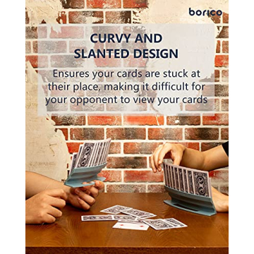 BORICO Card Holders for Playing Cards - 4 Pack Playing Card Holder for Kids and Adults,Stackable Storage Game Card Tray for Arthritis Patients with a Travel Pouch (4 Colors)