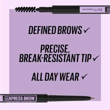 Maybelline Express Brow Ultra Slim Eyebrow Makeup, Brow Pencil with Precision Tip and Spoolie for Defined Eyebrows, Blonde, 1 Count