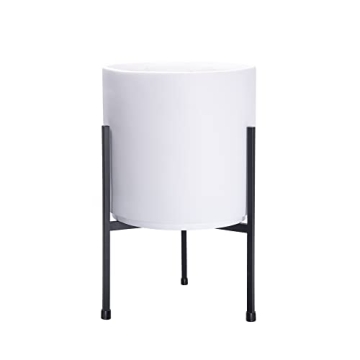 D'vine Dev White Cylinder Planter with Stand - Elegant Design