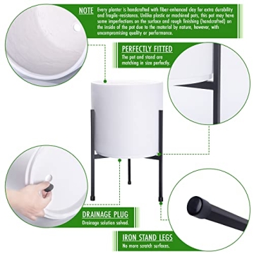 D'vine Dev White Cylinder Planter with Stand - Elegant Design