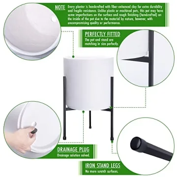 D'vine Dev White Cylinder Planter with Stand - Elegant Design