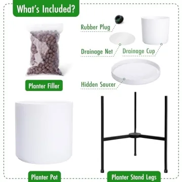 D'vine Dev White Cylinder Planter with Stand - Elegant Design