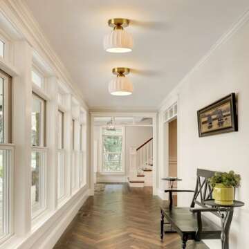 Vintage Ceramic Semi Flush Mount Ceiling Light Set of 2