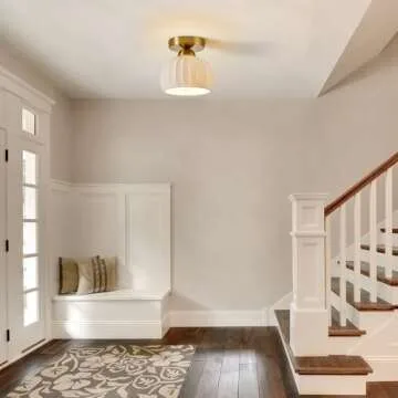 Vintage Ceramic Semi Flush Mount Ceiling Light Set of 2