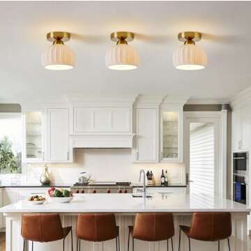 Vintage Ceramic Semi Flush Mount Ceiling Light Set of 2