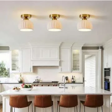 Vintage Ceramic Semi Flush Mount Ceiling Light Set of 2