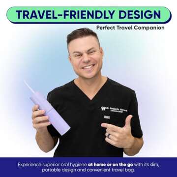 SOMETHING NICE AquaClean Duo Water Flosser - Portable, Waterproof, Include Nozzle, Magnetic Charger & Travel Bag | Dentist Designed Cordless Flosser for Teeth Cleaning Ideal for Braces (Pastel Purple)