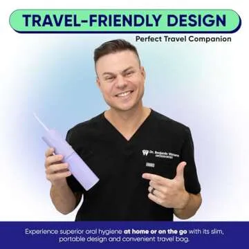 SOMETHING NICE AquaClean Duo Water Flosser - Portable, Waterproof, Include Nozzle, Magnetic Charger & Travel Bag | Dentist Designed Cordless Flosser for Teeth Cleaning Ideal for Braces (Pastel Purple)