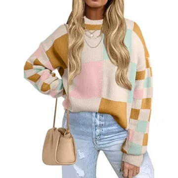 EVALESS Womens Sweaters Fall Outfits Long Sleeve Tops Womens Fashion 2024 Chunky Knit Oversized Pink...