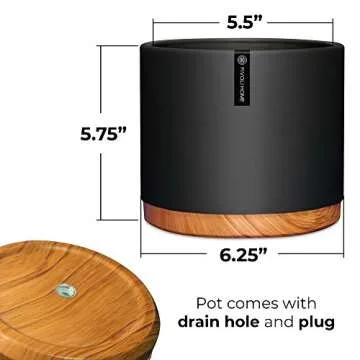 Fivoli Home 6 Inch Pots for Plants in Mid Century Modern Indoor Planter Design- These Ceramic Planters are Beautiful Indoor Plant Pots with Drainage- Perfect Housewarming Gift - Plant Not Included