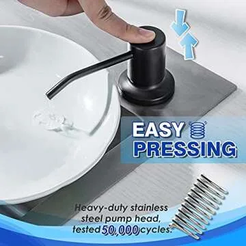 Built in Soap Dispenser for Kitchen Sink WEWE, Stainless Steel Matte Black in Counter soap Dispenser Refill from The Top 10oz Large Liquid Bottle