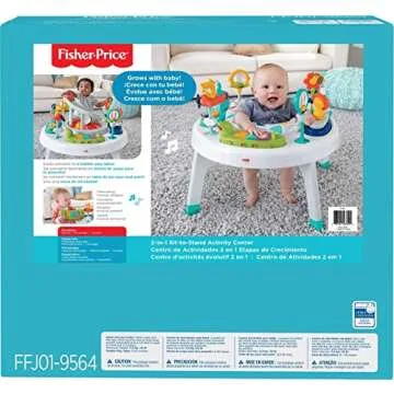 Fisher-Price Baby to Toddler Toy 2-In-1 Sit-To-Stand Activity Center with Music Lights and Spiral Ramp, Spin ‘N Play Safari