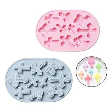 INKU 2 Pcs Christening Decorations Cupcake Cross Mold Baptism Party Baby Fondant Mold Baptism Cupcake Cake Cross Silicone for Baby Shower Wedding Party Supplies