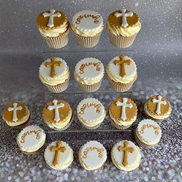 INKU 2 Pcs Christening Decorations Cupcake Cross Mold Baptism Party Baby Fondant Mold Baptism Cupcake Cake Cross Silicone for Baby Shower Wedding Party Supplies