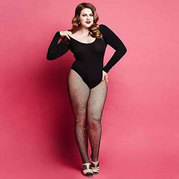 Geyoga 3 Pairs Sparkly Fishnets Stockings for Women Rhinestone Fishnets Stockings Glitter Tights One Size Fit All(Black)