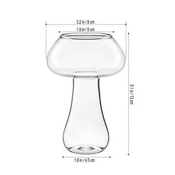 DOITOOL 2pcs Mushroom Cocktail Glass Creative Glasses Novelty Drink Cup Wine Goblets Champagne Cups for Home Bar Party