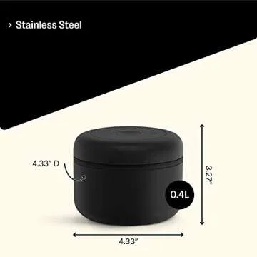 Fellow Atmos Vacuum Coffee Canister & Food Storage Container - 0.4 Liter Canister holds up to 6 oz of Coffee Beans - Airtight Food Storage Containers - Coffee Containers - 0.4 Liter - Matte Black