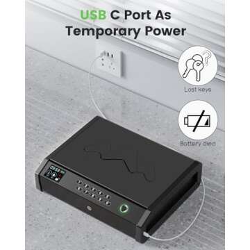 HOLEWOR Gun Safe, Biometric Safes for Pistols with LCD Display of Time Battery, Fingerprint Quick Access Handgun Safe Pistol Bedside, Nightstand, Car, 2 Capacity