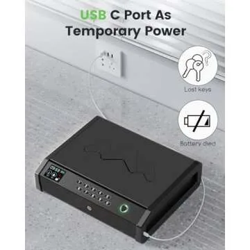 HOLEWOR Gun Safe, Biometric Safes for Pistols with LCD Display of Time Battery, Fingerprint Quick Access Handgun Safe Pistol Bedside, Nightstand, Car, 2 Capacity