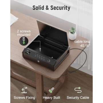 HOLEWOR Gun Safe, Biometric Safes for Pistols with LCD Display of Time Battery, Fingerprint Quick Access Handgun Safe Pistol Bedside, Nightstand, Car, 2 Capacity