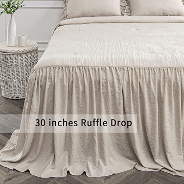 Bonlino Home Vintage Ruffle Bedspread Set for King Size