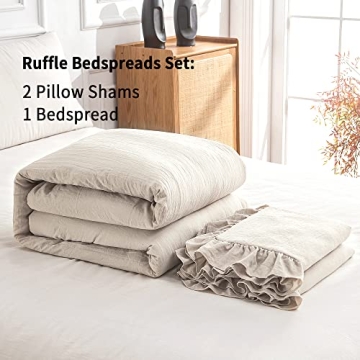 Bonlino Home Vintage Ruffle Bedspread Set for King Size