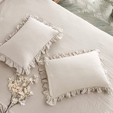 Bonlino Home Vintage Ruffle Bedspread Set for King Size