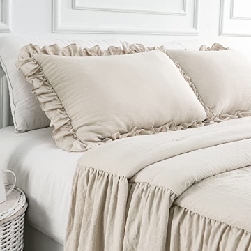 Bonlino Home Vintage Ruffle Bedspread Set for King Size