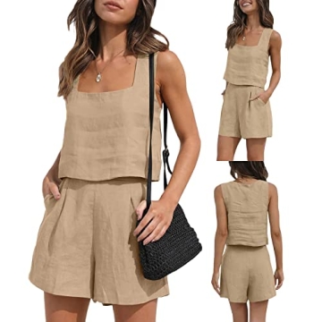 Biivrii Women’s 2 Piece Summer Lounge Set with Pockets