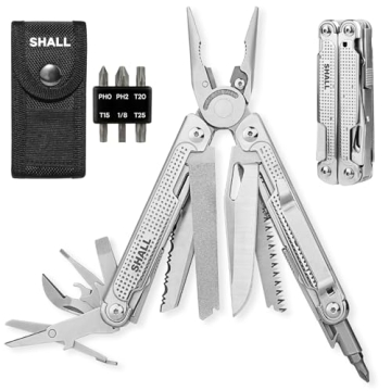 SHALL Multi Tool, 18-in-1 Multitool Pliers, Stainless Steel Multi-tool Pocket Knife w/Screwdriver Bi...