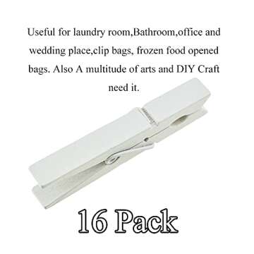 Durable HAHIYO White Wooden Clothespins for Laundry & Crafts