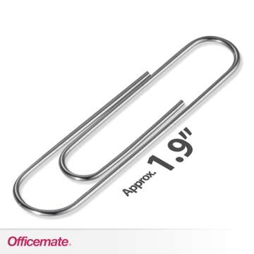 Officemate Giant Paper Clips - 1000 Durable Steel Clips for Easy Organization