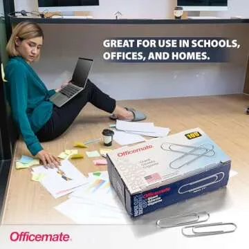 Officemate Giant Paper Clips, 1000 Durable Steel Clips