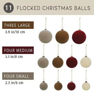 11 Velvet Christmas Ornaments - Elegant & Shatterproof