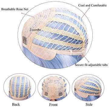 Light Blue Wig Synthetic Bob for Parties and Daily Use