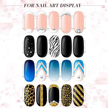 100 Pieces Nail Design Tips Display Stand Holder with 10 M Double Sided Tape Nail Design Practice Holder and Removable Mounting Tape for Home Wall office Decor