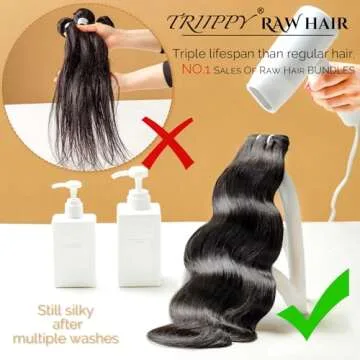 TRIIPPY Raw Human Hair Bundles,Triple Lifespan Than Regular Virgin Hair No.1 Sales Of Raw Hair Bundles, 16 18 20 Inches Cambodian Raw Body Wave 3 Bundles, Keep Soft and Silky After Multiple Washes
