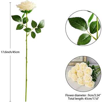 IUKnot 10pcs Faux Rose Bouquet for Weddings and More