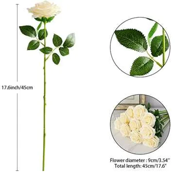 IUKnot 10pcs Faux Rose Bouquet for Weddings and More